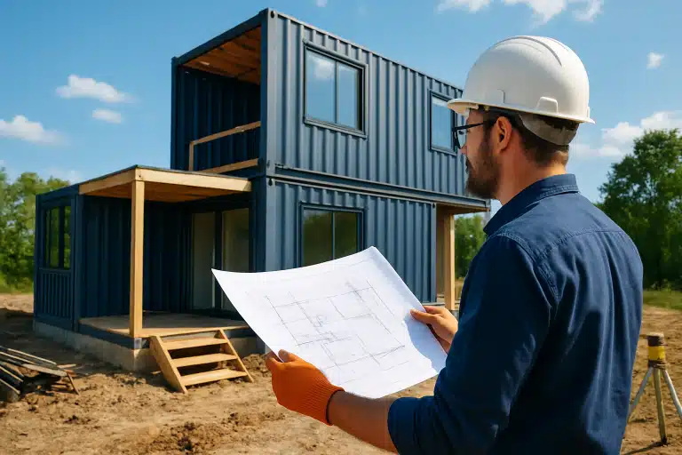 Chiffrage et estimation des coûts de construction d'une maison container moderne avec plans et budget détaillé