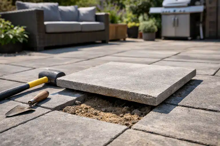 Dalles de terrasse qui bougent et se soulèvent après la pose, problème d'instabilité du revêtement extérieur